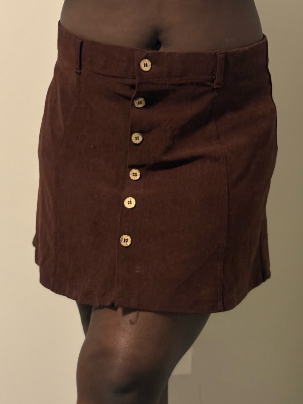 Made in France Kookaï Brown Button-Up Women's Skirt
